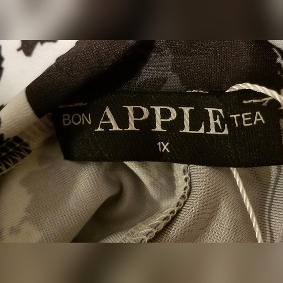 Bon Apple Tea silky black and white abstract pocket wide leg pants size 1XL - Picture 6 of 7